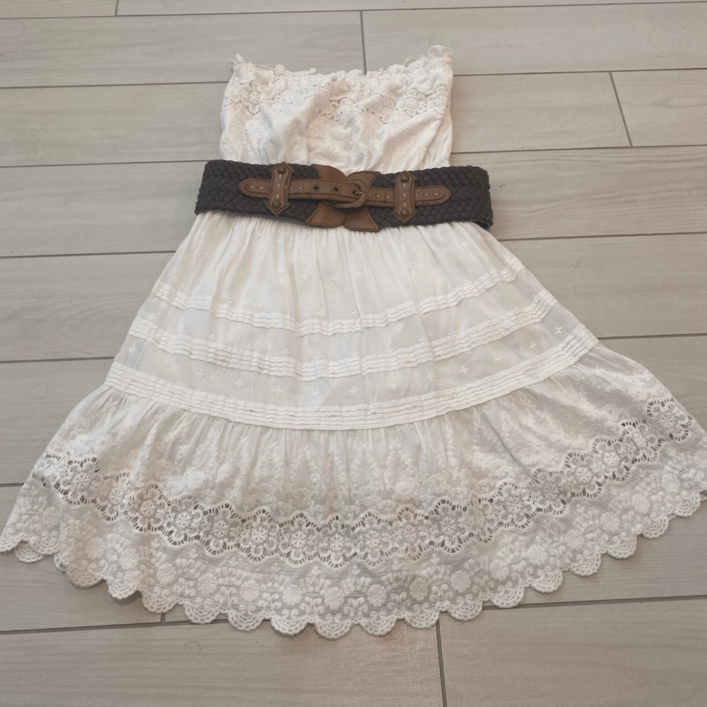 Rebecca Taylor Embroidered and Eyelet Strapless White Dress